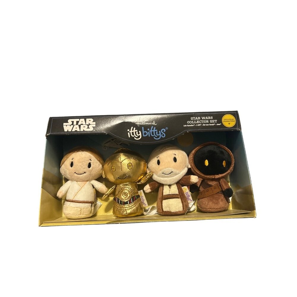 Hallmark Itty Bittys Star Wars Collector Set Luke C-3PO Jawa Obi-Wan 4.5” Plush